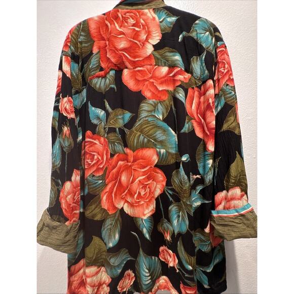 Carole Little St Tropez West Size 12 Mixed Floral Print Two Button Blazer Artsy - Picture 9 of 10